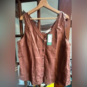 Simons Contemporaine Linen Brown Sleeveless Top